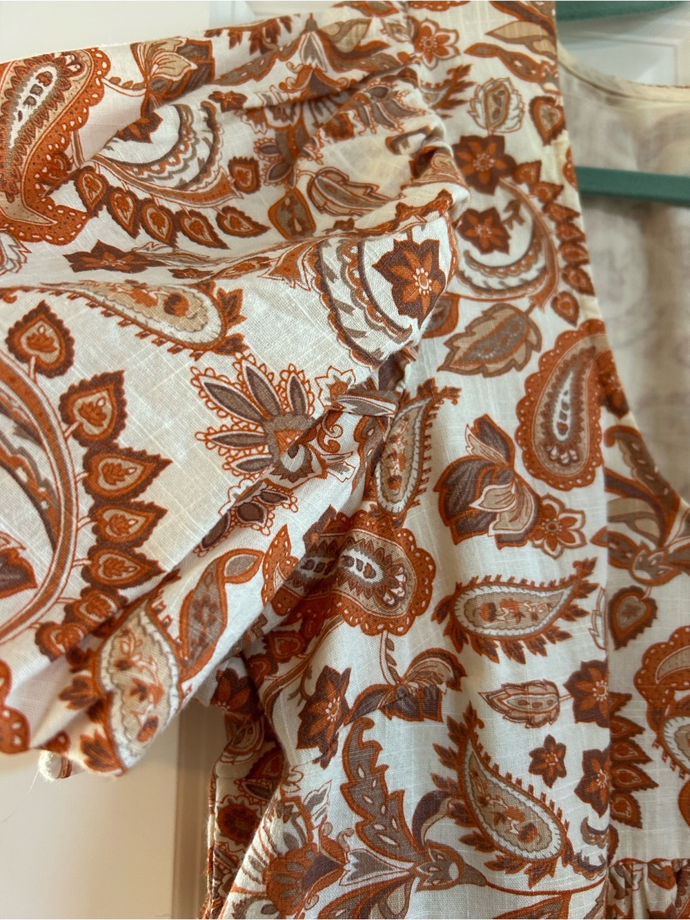 Anthropologie Cream & Rust Paisley Scoop-Neck Peplum Top - Picture 5 of 12